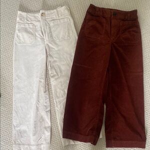 TWO Anthropologie Corduroy Pants - White and Rust Brown